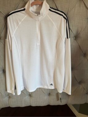 adidas Ladies White Quarter-Zip